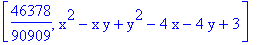 [46378/90909, x^2-x*y+y^2-4*x-4*y+3]